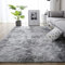 Leesentec Teppiche Weiche Schlafzimmerteppiche Anti-Rutsch-Flauschiger Wohnzimmerteppich Zottelige Fußmatten Groß für Schlafzimmer (135 * 185cm, Grau weiß)