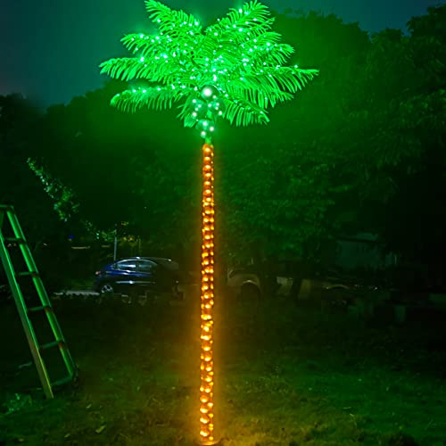 Palm Trees for Outside Patio Decor, 8FT 300LED Lighting Artificial Palm Tree with Coconuts, Outdoor Pool Tropical Decorations for Home Party Hawaiian Jungle Christmas Nativity Beach Garden Park