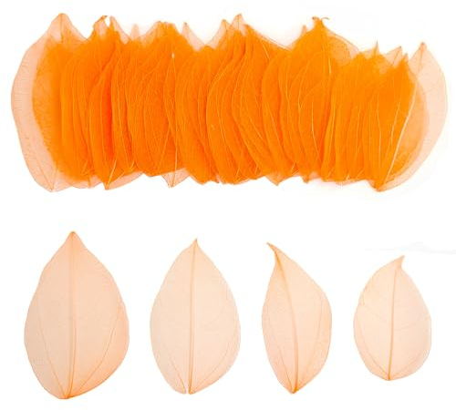 HAOBIN 50 StüCk KüNstliche BläTter Deko KunstbläTter Deko Leaves BläTter Girlande Basteln Trockene BläTter Getrocknete BläTter Verwendet FüR DIY Handwerk Scrapbook Handwerk Kartenherstellung (Orange)
