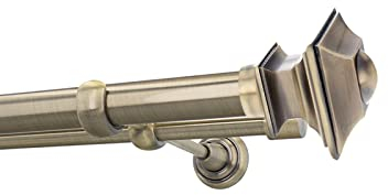 HDTL Gardinenstange Vorhangstange 25/19mm 2-läufig Wandmontage Messing Antik 180 cm Erato