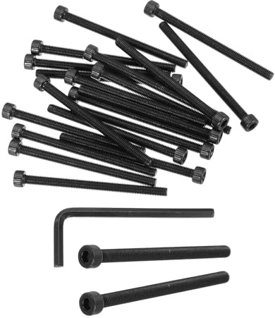 PATIKIL 20 stycken kolstål topplocksskruvar med insexkant skruvar M5 x 70 mm, helgängade cylinderhuvudskruvar, set med sexkantsnyckel för mekaniska bilmöbler, svart