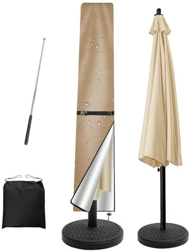 poraceous Housse Parasol Deporte, Housse Parasol Déporté, Housse de Protection en Tissu Oxford 600D, Couverture de Parasol ​Imperméable, Anti-UV, Grande Housse de Parasol avec Tige(190x50x30cm)