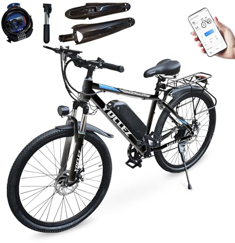 yocles Electric Bike, 26'' Ebike Electric Bicycle with Removable Battery 36V7.8Ah, E-Mountain Bikes for Adults Men, Commuter Bike with 7 Speed, LCD Display, APP Control, 250W Motor (Black)