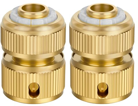 NUTKIT 2 Pezzi Connettore in Ottone, Attacco Rapido Acqua 1/2, Quick Connector Acqua Connettore, Raccordo Quick Connect Attacco, per Irrigazione e Lavaggio Auto Giardinaggio