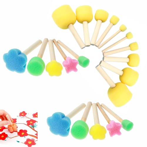 20 Piezas Pinceles De Esponja Esponja De Pintura Cepillo Redonda Brocha De Esponja para Pintura, Artesanía Cerámica Bricolaje