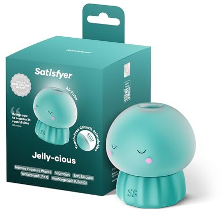 Satisfyer Jelly-cious, vibratore clitorideo a onde di pressione | a forma di medusa, con 2 motori | Airpulse e vibrazioni | impermeabile (IPX7) | silicone | sex toy per donne | da viaggio