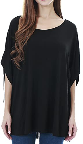Smallshow Women's Nursing Top Maternity Poncho for Breastfeeding Black