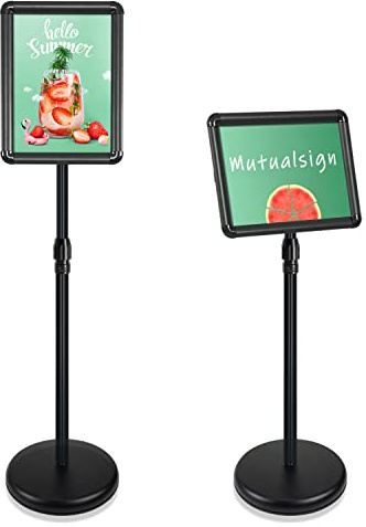 Mutualsign Soporte ajustable para carteles Soporte de pantalla Broche Soporte de anuncio de la muestra para bodas / Show / Display / Anuncio Tamaño de A3 / A4. (Negro A4)