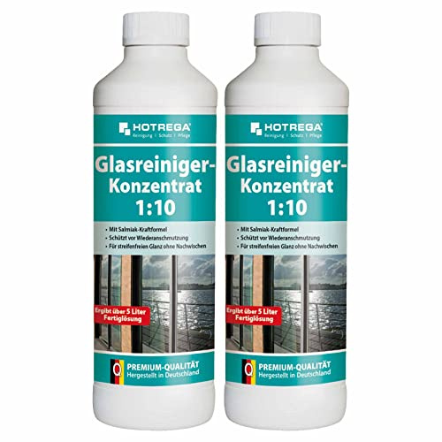 HOTREGA Glasreiniger Konzentrat 1:10 2x 500ml | Fensterreiniger für Fenster & Autoscheiben