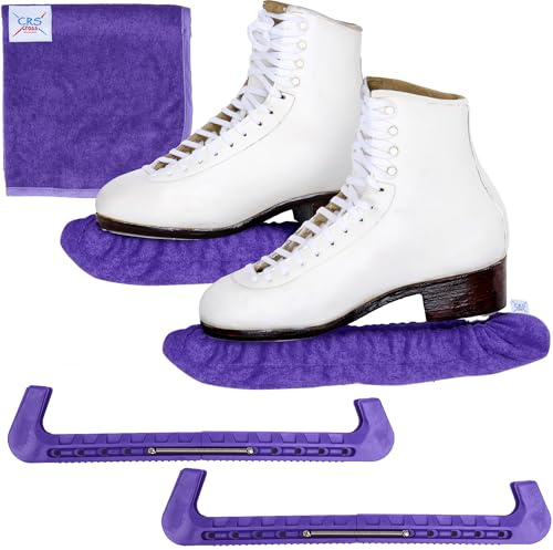 CRS Cross Ice Skate Guard, Soakers och Handduk Presentset. Essential skridskoåkning hårt skydd och mjukt skridskor bladskydd tillbehör för konståkning eller hockey (passionlila, liten)
