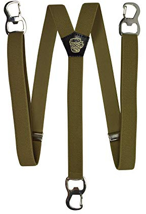 Olata Bretelle per Pantaloni a Forma di Y, Clip a Moschettone con Apribottiglie per Birra, 2,5 cm. Crema