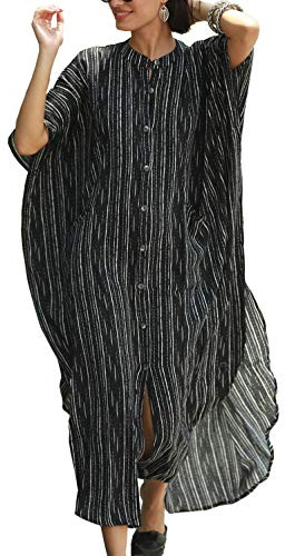 YouKD sommar kaftan maxi bohemisk klänning strand täckande rob stor kimono en storlek, svart 1, One Size Stor