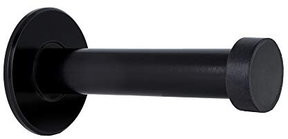 EVI Herrajes | Tope Adhesivo de Puerta para Colocación en Pared | Ø90 x 45 mm | Acero Inoxidable | Goma | Amortiguador Anti Golpes | Para Manillas | Negro | 040128ADAMNG