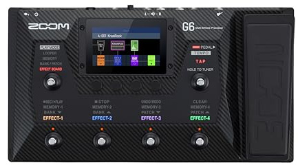 Zoom G6 Guitar Multi-Effects Processor with Expression Pedal, 100+ Effects, Amp Modeling & IRs, Looper, Touchscreen Display, and USB Audio Interface