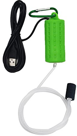Ossigenatore per Acquario USB Mini Pompa Aria Acquario Silenzioso Risparmio energetico Aeratore Acquario con pietra d'aria e tubo in silicone a uscita singola 1W (verde chiaro)