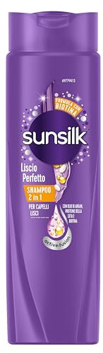 Sunsilk,Shampoo Liscio Perfetto 2in1,Shampoo e Balsamo per Capelli Lungo e Setosi,Formula Active Fusion con Olio di Argan,Proteine della Seta e Biotina per Capelli Visibilmente Sani,250ml,1 item