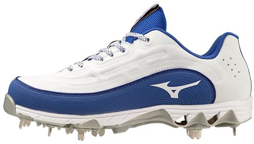 Mizuno Dam 9-Spike Swift 8 Low Metal Softball-Cleat, Vit – kunglig, 11.5