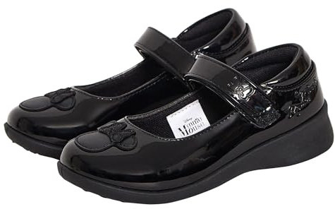 Disney Mädchen Minnie Mouse Schulschuhe Kinder Schwarze Lack-Partyschuhe mit einfachem Verschluss