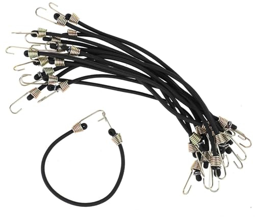 Lot de 15 tendeurs en caoutchouc avec crochets, 23 cm, extensibles, avec crochets, indéchirables, pour le transport, le camping et la sécurité