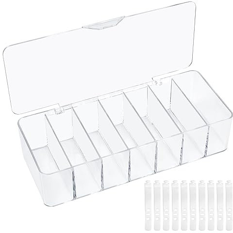 Dokeno Boîtes de Rangement pour Câbles Transparent avec 7 Compartiments et 10 Serre-Câbles, Boîte d'Organisation de Câbles,Rangement Cable Boîtes Rangement Câbles pour le Rangement sur le Bureau
