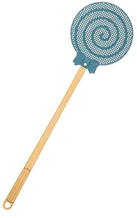 Tapette à mouches, insectes, moustiques, guêpes, nuisibles avec long manche, couleurs assorties, lot de plusieurs tapettes manuelles en plastique résistant (bleu)