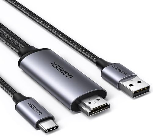 UGREEN HDMI auf USB-C mit USB-A Stromanschluss Unidirektionales Kabel 4K@60Hz 2K@60Hz 1080P@120Hz HDMI Thunderbolt Adapter HDR HDCP Kompatibel mit PS5 PS4 X Box One X Series X Laptop PC (2M)