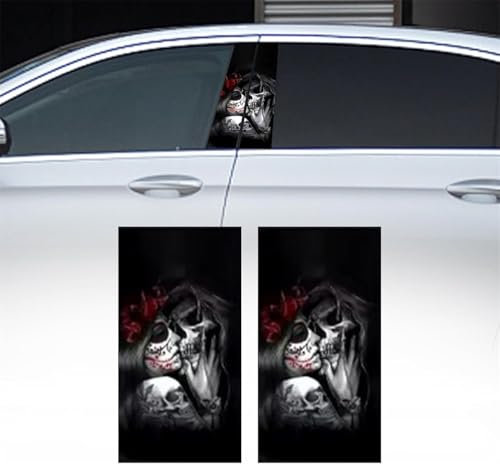 2 Stück Auto-Mittelsäulen-Aufkleber, HD-gedruckter PVC-Schädel-Aufkleber, Halloween-PVC-Totenkopf-Aufkleber, kratzfeste Aufkleber, personalisierter Totenkopf-Auto-Aufkleber für Auto, Mittelsäule,