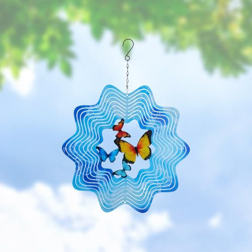SUPERDANT Molinillos de viento de mariposa 3D Windspinner de acero inoxidable atrapasueños cinéticos escultura artística molinillo de viento de metal decoración de jardín regalo para mamá
