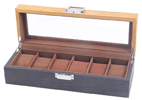 Estuche para Relojes Estuche Enrollable para Relojes Enrollador de Relojes Ranuras para Cajas de Relojes Organizador de Relojes de Madera Retro Estuche de Madera para Relojes (6 Ranuras)