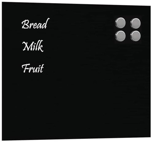 vidaXL Magnettafel Wandmontage Schwarz 60x50 cm Hartglas, Glastafel, Wand Magnettafel, magnetische Kreidetafel, magnetische Tafel, Schreibtafel