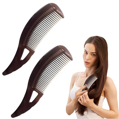 Peine para la Caspa, 2 Piezas Peine para la Caspa,Peine de Dientes Huecos para el Cuero Cabelludo con Caspa,Peinetas para el Pelo Cabelludo para Mujeres y Hombres con Mango para Raspar la Piel