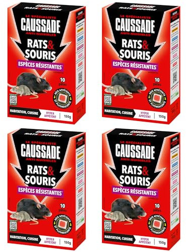 CAUSSADE Anti Rats & Souris - Efficacité radicale - Lieux secs & humides - 10 Sachets pâtes Fluorescents- Prêt à l'emploi - Une Ingestion Suffit - Fabriqué en France - 150g - CARSPTFLUO150 (4)