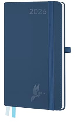 FEKSINO Kalender 2026 Klein18 x 9,8 cm,12-Monate TaschenKalender (Jan.2026-Dez.2026) Terminplaner A6 Buchkalender 1 Woche 2 Seiten,100GSM Papier Planer mit Softcover - Blau