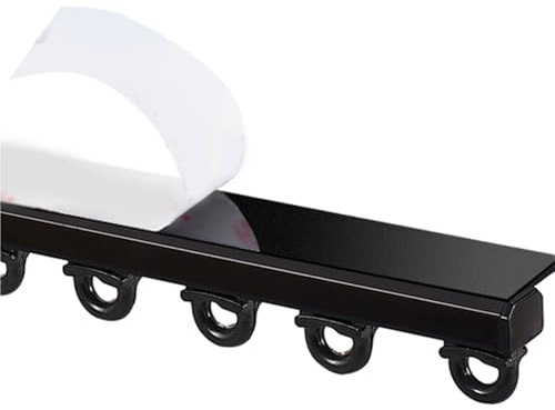 Selbstklebende Vorhangschiene – Aluminium Deckenmontage Vorhangstange Ohne Bohren, Schwerlast-Gardinenschiene für Glatte Wände oder Decken, Ideal für Schlafzimmer, Küche, Wohnzimmer, Büro(Schwarz,110c