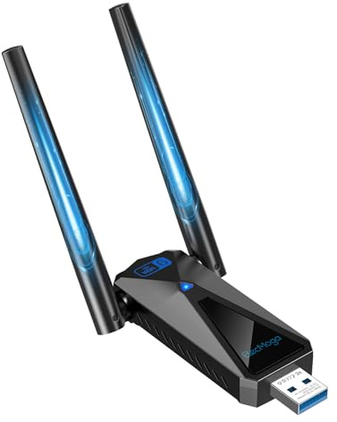 ElecMoga Clé WiFi 5400Mbps, Cle USB 6E Puissante 6GHz / 5GHz / 2.4GHz, USB 3.0 Clé WiFi pour PC/Bureau/Portable, Carte WiFi pour PC, Antenne WiFi PC Compatible avec Windows 11/10, Pilote Intégré
