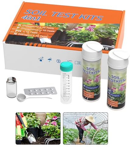 Kit de Análisis de Suelo para Huerto - Medidor de Nutrientes de Tierra Kit 4 en 1,Analizador para Plantas de Jardín Flores Macetas Hortalizas Granjas