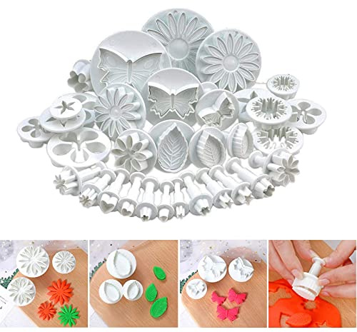 33 piezas de cortador de fondant para tartas, galletas, azúcar, flores, hojas, mariposas, corazón, decoración, herramientas para postres y pastelería