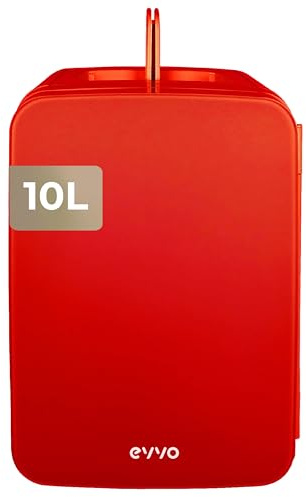 EVVO Frigorifero Mini F10 (rosso), 10 L - Frigorifero Cosmetico e Trucco | Mini Frigorifero Portatile Creme, Bellezza e Skincare | Mini Frigorifero Silenzioso | Funzione Freddo e Calore | Connessione