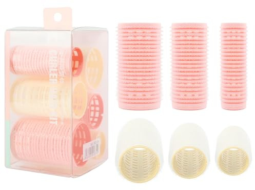 FYting Rulos Pelo,Rulos Pelo Grandes,Juego 6 Rodillos para el Cabello Con Agarre Automático con 3 Tamaños,Rizadores de Peluquería para Bricolaje,Rizadores de Cabello Largo,Corto y Flequillo(Rosa Beis)