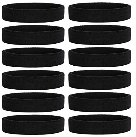 ONUPGO Sweatband Headbands for Men & Women -12PCS Sports Headbands Moisture Wicking Athletic Cotton Terry Cloth Head Band 7.88 x 2.16