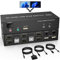 Dual Monitor HDMI KVM Switch 2 Port, 4K@60Hz Extended Display KVM Switch HDMI 2 in 2 Out mit Audiomikrofonausgang und 3 USB Ports, PC Monitor Keyboard Mouse Switcher