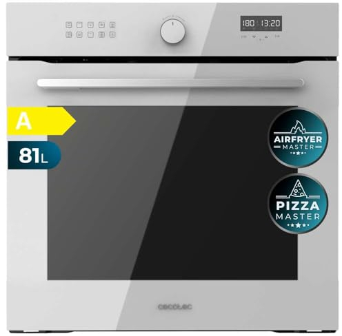 Cecotec Horno Integrable Multifunción 60cm Bolero Hexa AF316000 Glass White A 3400W, 81L Capacidad, 11 Funciones con Airfryer Master, Pizza Master, Steam Asisst, Steam EasyClean, 3D Cooking, Defrost