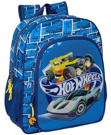 HOT WHEELS SONNY - Mochila Escolar Niño, Mochila Infantil, Adaptable a Carro, Ideal para Niños en Edad Escolar, Cómoda y Versátil, Calidad y Resistencia, 32x12x38 cm, Color Azul marino