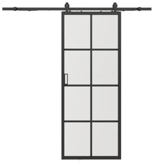 Vente-unique-Schiebetür mit Laufschienensystem - Aluminium & Sicherheitsglas - 205 x 93 cm - WILDEN II