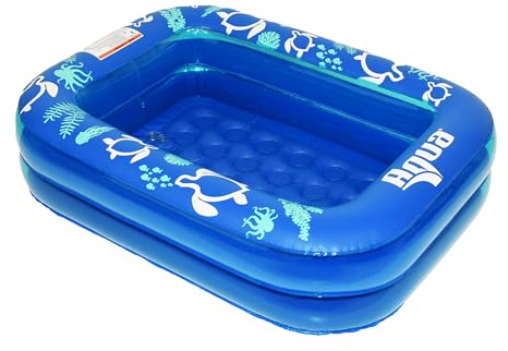 Aqua Inflatable Kiddie Pool for Backyard Outdoor Water Play - 2 Ring Blow Up Baby Pool with Cushioned Bottom, Stable Translucent Sides for Toddlers & Kids, 47 x 35 x 12 Inch, Blue