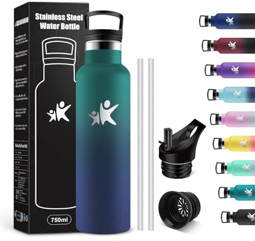 KollyKolla Borraccia Termica 750ml, Borraccia a Prova di Perdite, Facile Pulizia, senza BPA, Riutilizzabile, con Cannuccia, per Adulto, Campeggio, Ciclismo, Lavoro, Viaggio