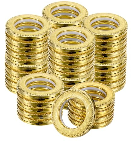 M METERXITY 50-Pack Curtain Grommets, 1-9/16(4cm) Inner Diameter Plastic Curtain Rings Clip Eyelet Rings Nanoscale Low Noise Roman Ring for Windows/Fabric, Home Drapes Grommets [Gloss Gold]