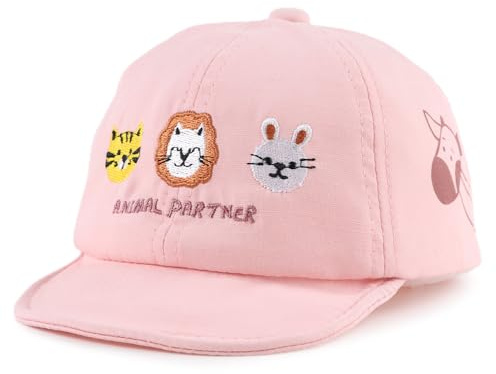 XIAOHAWANG - Berretti da Baseball per Bambini Cappello da Sole per Bambini Primavera Estate(3-18 Mesi, Animale Partner Rosa)