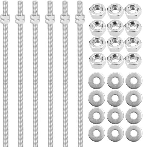 6 Pièces Tige Filetée M8 Inox Ecrou M8 Peut Être Utilisé pour Les Joints en Bois ou en Métal Bâtiment Entretien Bricolage （300 mm）