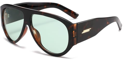 YAMEIZE Retrò Pilota Occhiali da Sole Donna Uomo Grandi Anni '70 Occhiali da Sole Vintage Quadrati Oversized Telaio Spesso Flat Top UV400 Protezione